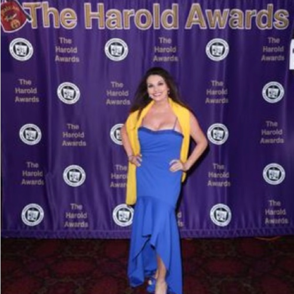 Blue sz10 Adrianna Papell formal evening dress, worn once at a red carpet event!